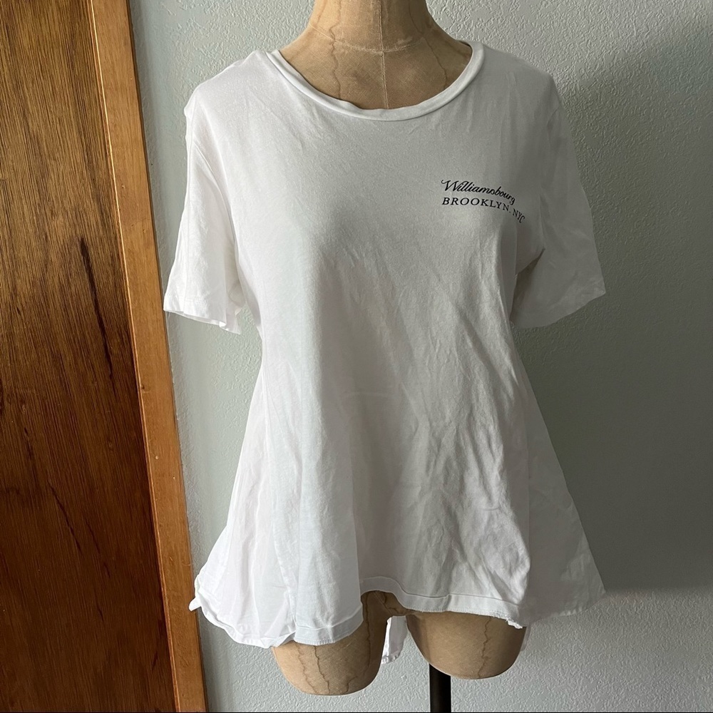 ZARA sz S White Hi Lo Tshirt Tee Williamsburg Brooklyn New York - Picture 5 of 9